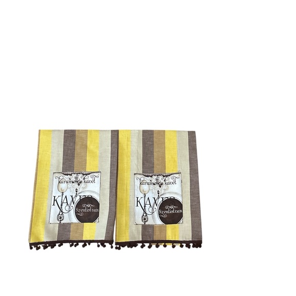 Striped Kitchen Towels - Yellow and Brown - Picture 1 of 3
